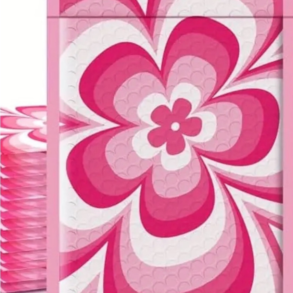 20pcset* BUBBLE MAILERS PINK FLORAL DESIGN 6”x9”&PINK *Set=10 MAILERS10 STICKERS